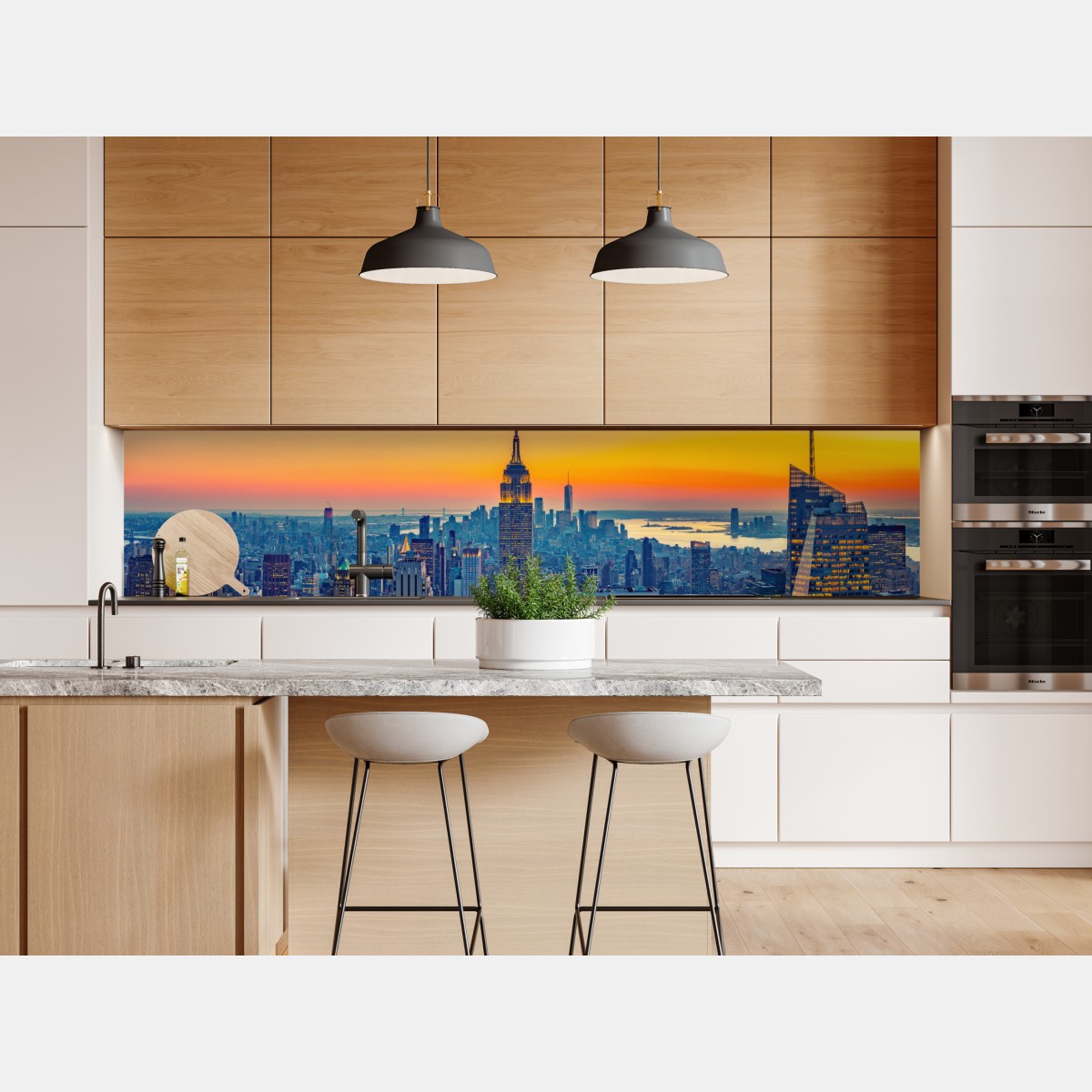 Repositionierbarer Aufkleber sonnenuntergang über New York – Wallnifity® Repositionierbarer Aufkleber sonnenuntergang über New York – Wallnifity®