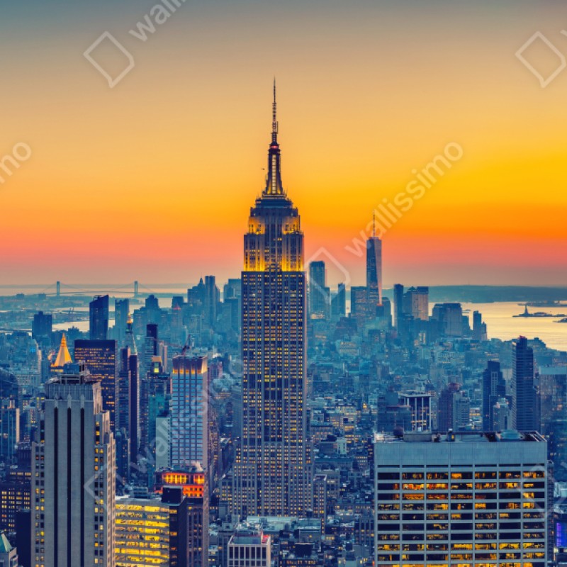 Repositionierbarer Aufkleber sonnenuntergang über New York – Wallnifity® Repositionierbarer Aufkleber sonnenuntergang über New York – Wallnifity®