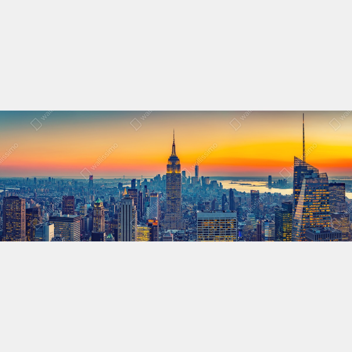 Repositionierbarer Aufkleber sonnenuntergang über New York – Wallnifity® Repositionierbarer Aufkleber sonnenuntergang über New York – Wallnifity®