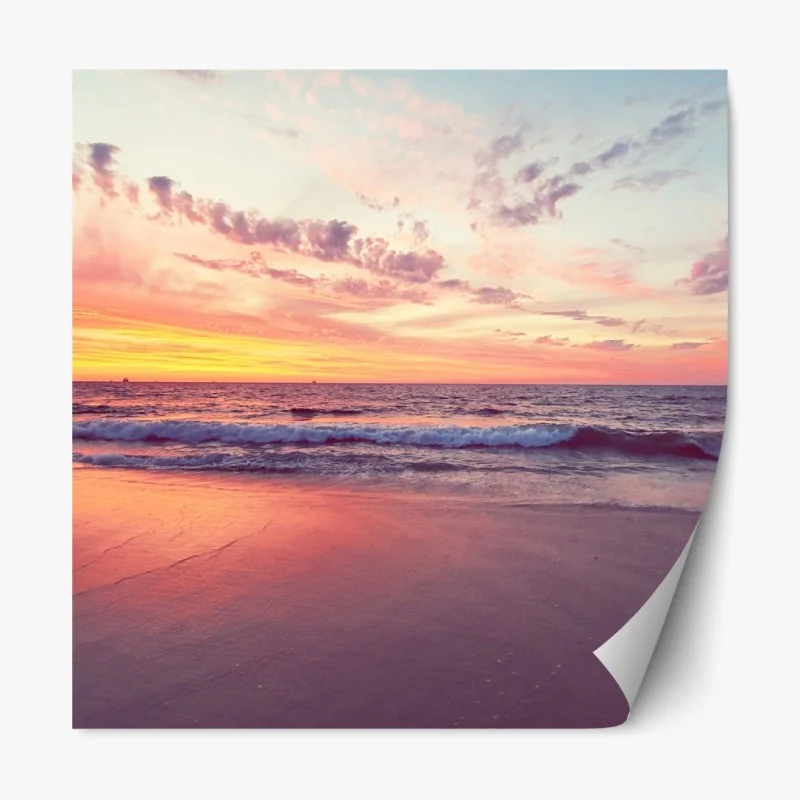 Repositionierbarer Aufkleber pastelliger sonnenuntergang über ruhigem meer – Wallnifity® Repositionierbarer Aufkleber pastelliger sonnenuntergang über ruhigem meer – Wallnifity®