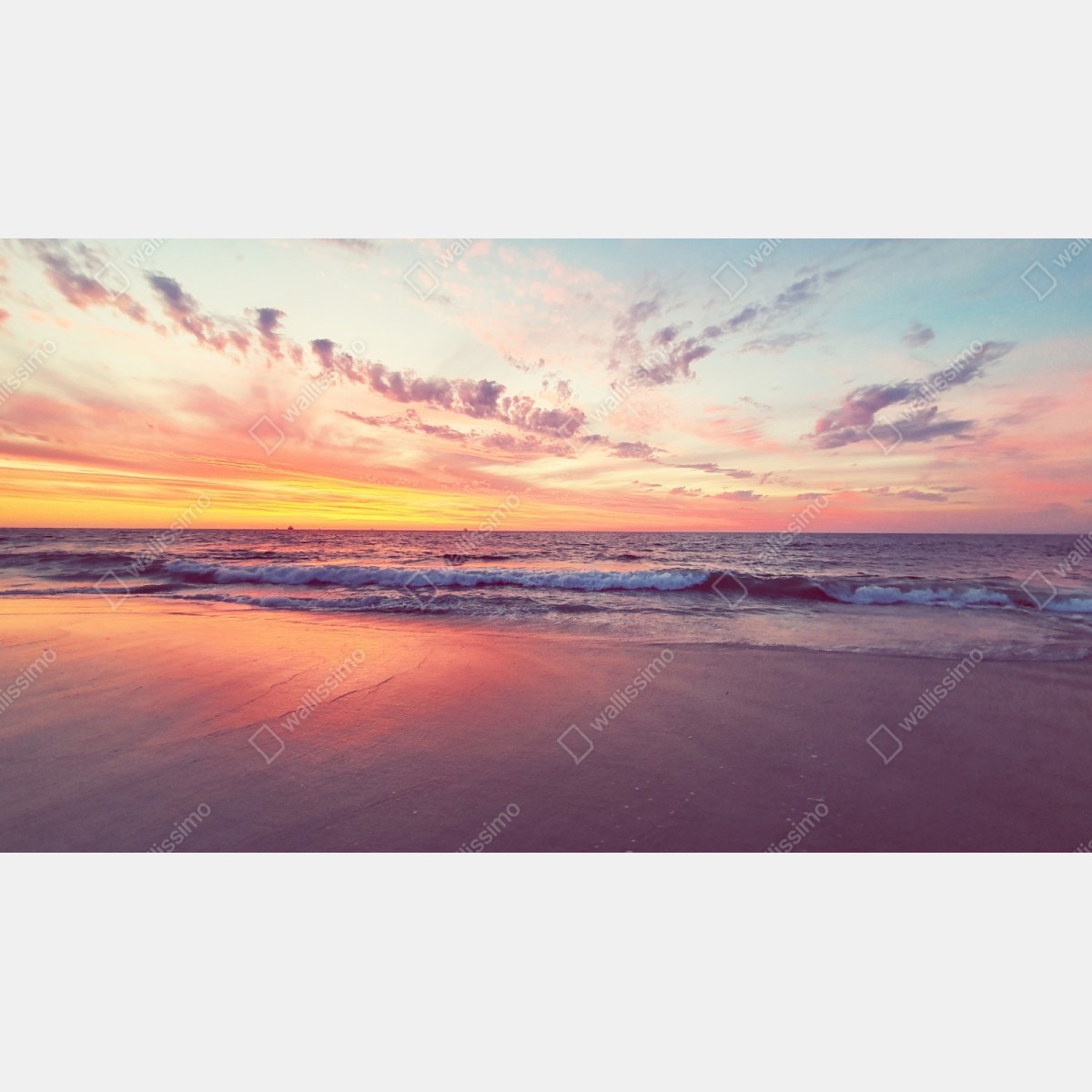 Repositionierbarer Aufkleber pastelliger sonnenuntergang über ruhigem meer – Wallnifity® Repositionierbarer Aufkleber pastelliger sonnenuntergang über ruhigem meer – Wallnifity®