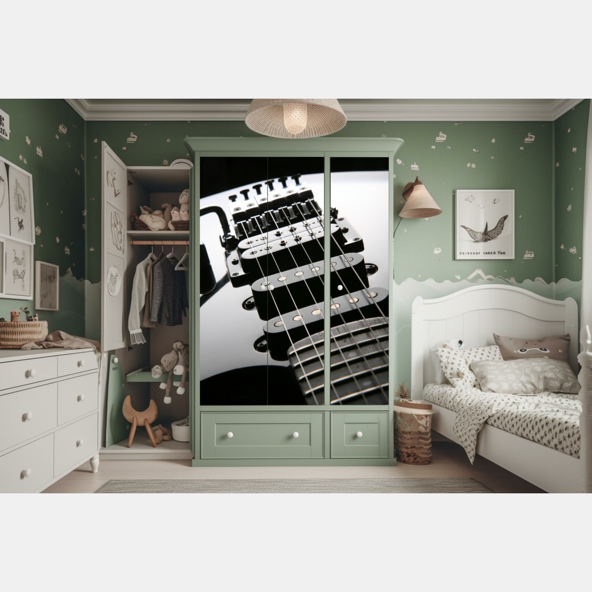 Schrankaufkleber nahaufnahme einer schwarzen elektrogitarre – Wallnifity® Schrankaufkleber nahaufnahme einer schwarzen elektrogitarre – Wallnifity®