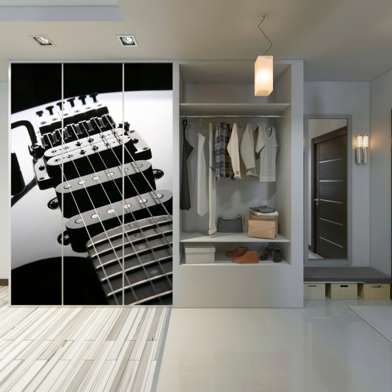 Schrankaufkleber nahaufnahme einer schwarzen elektrogitarre – Wallnifity® Schrankaufkleber nahaufnahme einer schwarzen elektrogitarre – Wallnifity®