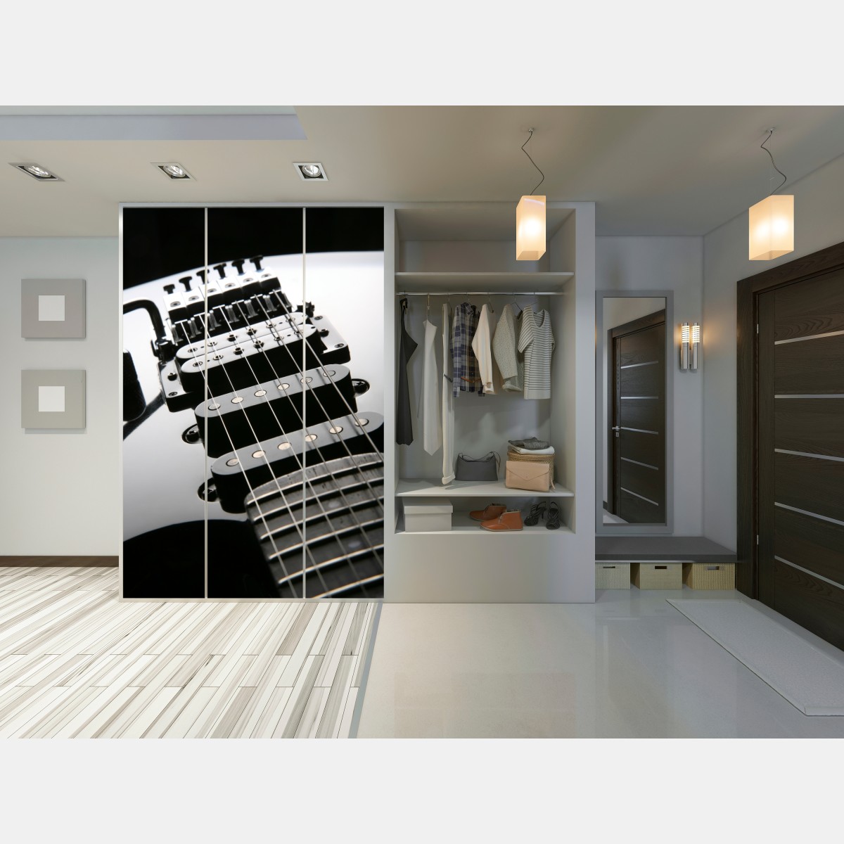 Schrankaufkleber nahaufnahme einer schwarzen elektrogitarre – Wallnifity® Schrankaufkleber nahaufnahme einer schwarzen elektrogitarre – Wallnifity®