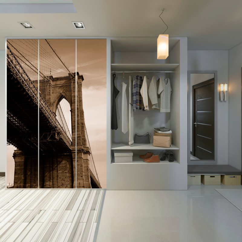 Schrankaufkleber sepia ansicht der Brooklyn Bridge – Wallnifity® Schrankaufkleber sepia ansicht der Brooklyn Bridge – Wallnifity®