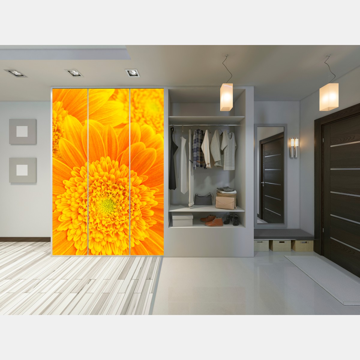 Schrankaufkleber intensive orange gerbera nahaufnahme – Wallnifity®