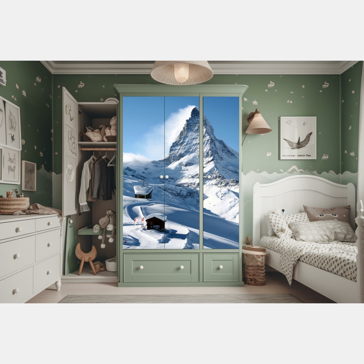 Schrankaufkleber majestätischer alpiner gipfel im winter – Wallnifity® Schrankaufkleber majestätischer alpiner gipfel im winter – Wallnifity®