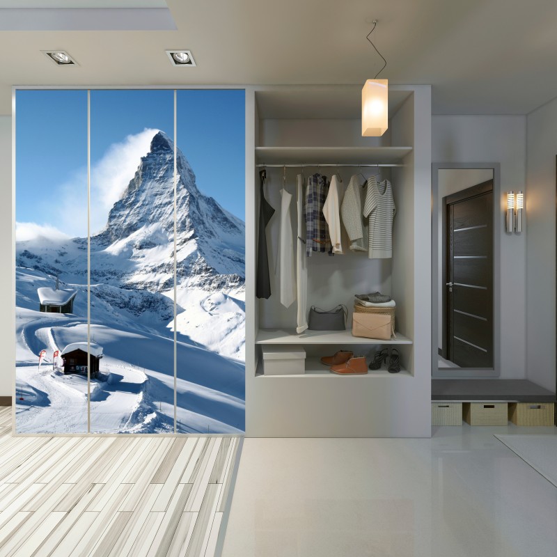 Schrankaufkleber majestätischer alpiner gipfel im winter – Wallnifity® Schrankaufkleber majestätischer alpiner gipfel im winter – Wallnifity®