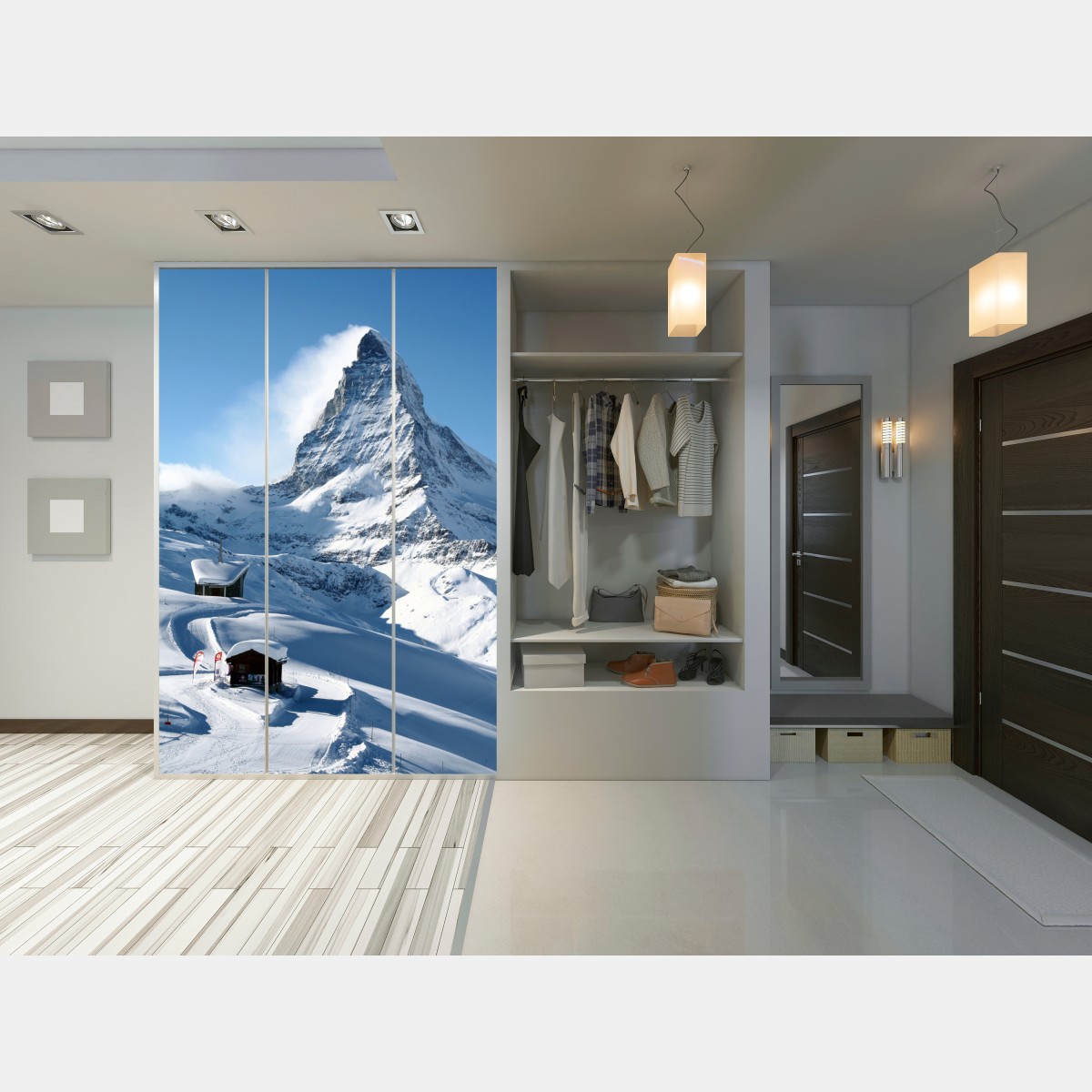 Schrankaufkleber majestätischer alpiner gipfel im winter – Wallnifity® Schrankaufkleber majestätischer alpiner gipfel im winter – Wallnifity®