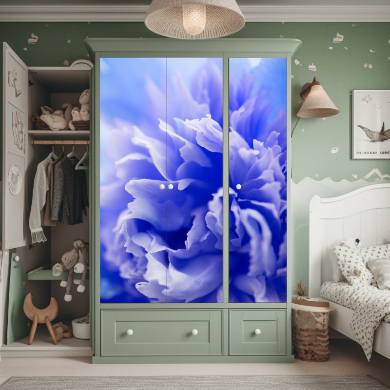 Schrankaufkleber sanfte blaue abstrakte blume nahaufnahme – Wallnifity® Schrankaufkleber sanfte blaue abstrakte blume nahaufnahme – Wallnifity®