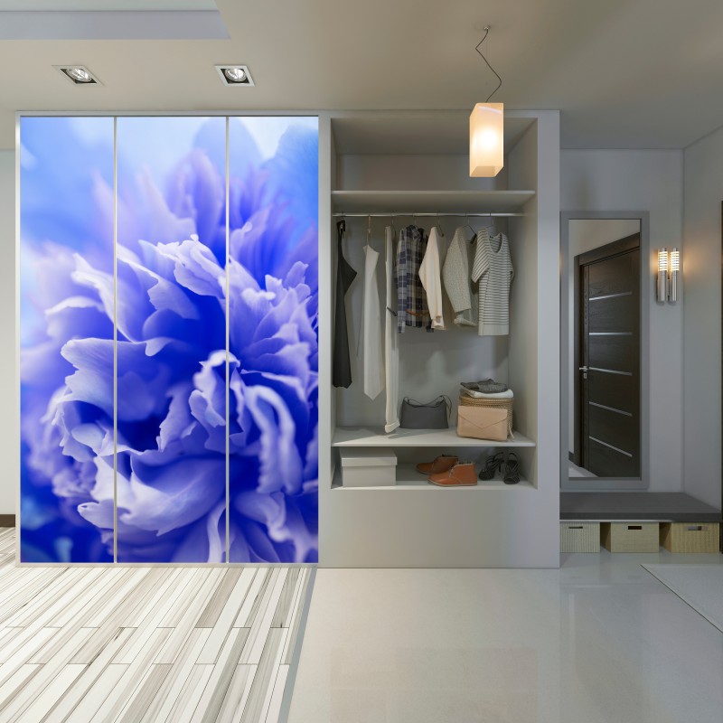 Schrankaufkleber sanfte blaue abstrakte blume nahaufnahme – Wallnifity® Schrankaufkleber sanfte blaue abstrakte blume nahaufnahme – Wallnifity®