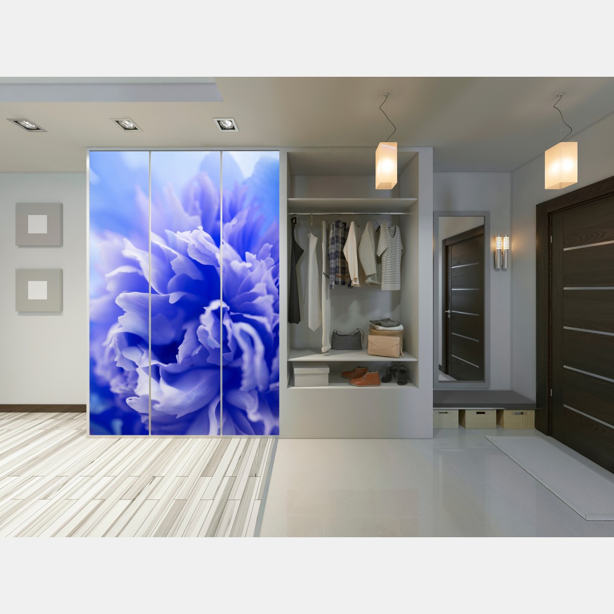 Schrankaufkleber sanfte blaue abstrakte blume nahaufnahme – Wallnifity® Schrankaufkleber sanfte blaue abstrakte blume nahaufnahme – Wallnifity®