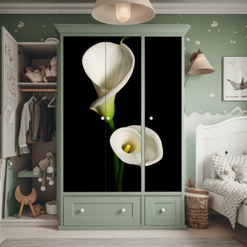 Schrankaufkleber ruhiger monochromer see mit reflexionen – Wallnifity®