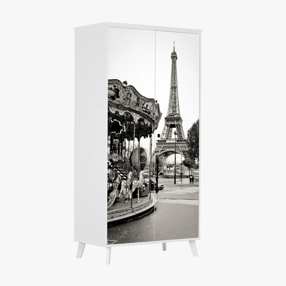 Schrankaufkleber Eiffelturm und karussell in Paris – Wallnifity® Schrankaufkleber Eiffelturm und karussell in Paris – Wallnifity®