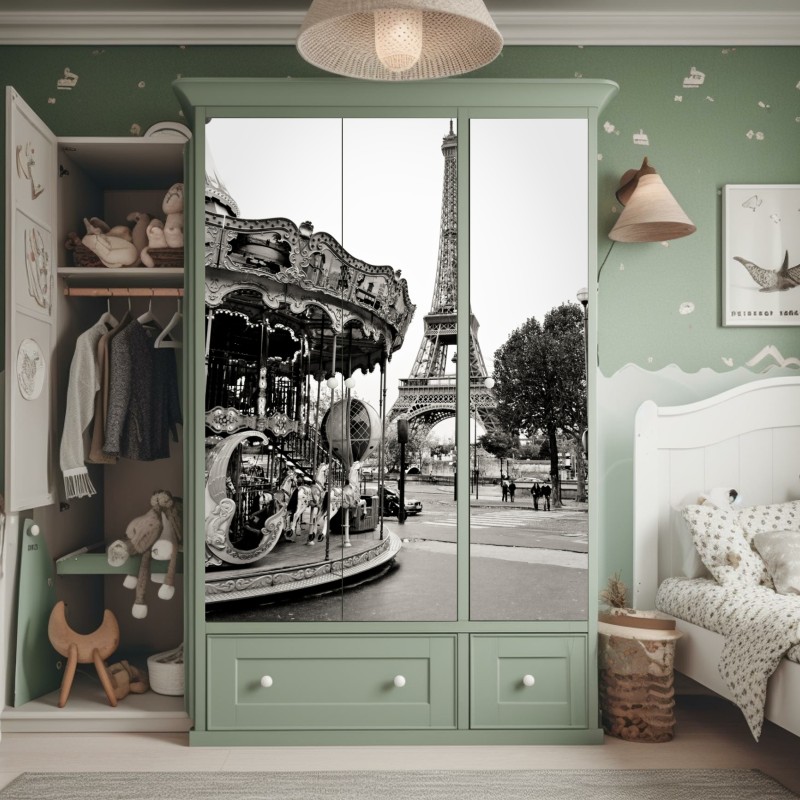 Schrankaufkleber herbstlicher waldweg mit goldenen blättern – Wallnifity®