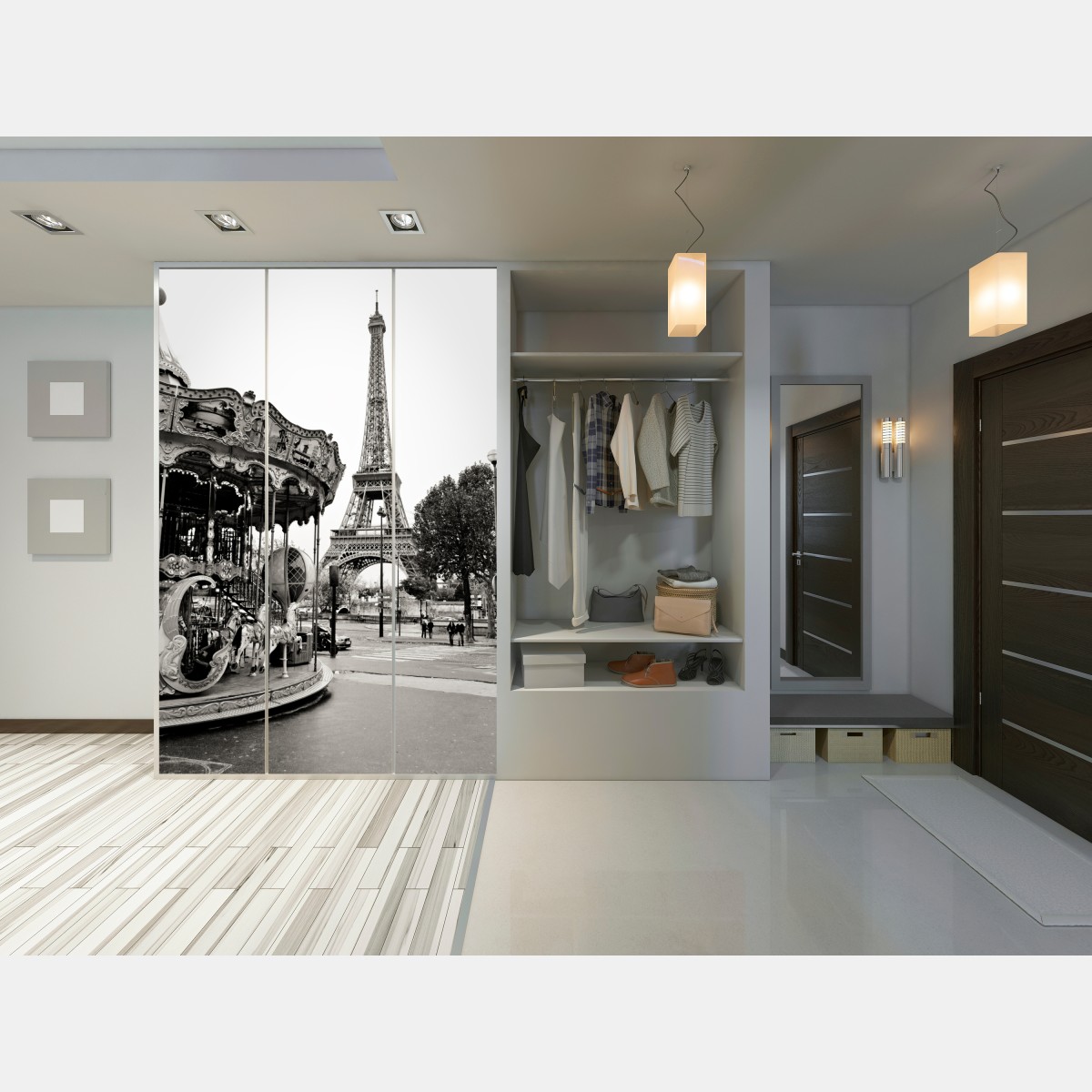 Schrankaufkleber Eiffelturm und karussell in Paris – Wallnifity® Schrankaufkleber Eiffelturm und karussell in Paris – Wallnifity®