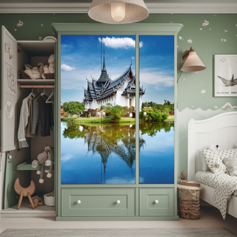 Schrankaufkleber türkisfarbene wellen am sandstrand – Wallnifity®