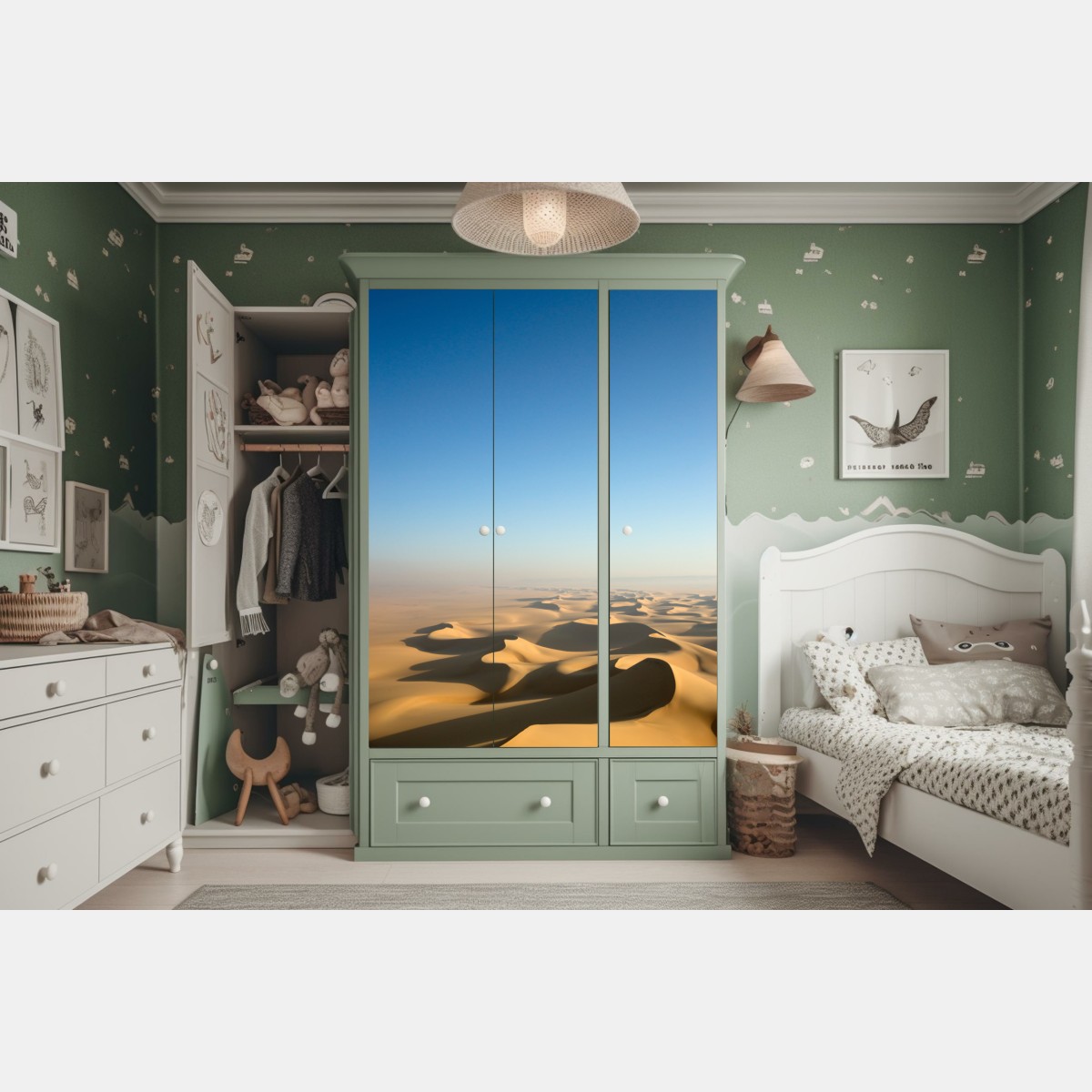 Schrankaufkleber endlose wüstendünen unter blauem himmel – Wallnifity® Schrankaufkleber endlose wüstendünen unter blauem himmel – Wallnifity®