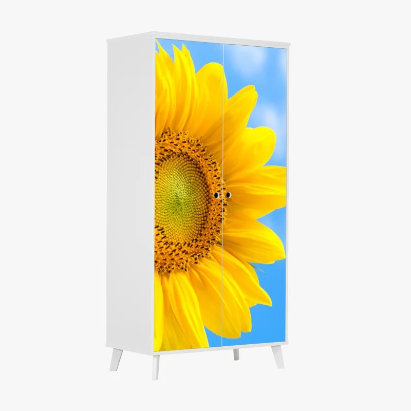 Schrankaufkleber leuchtende sonnenblume vor blauem himmel – Wallnifity® Schrankaufkleber leuchtende sonnenblume vor blauem himmel – Wallnifity®