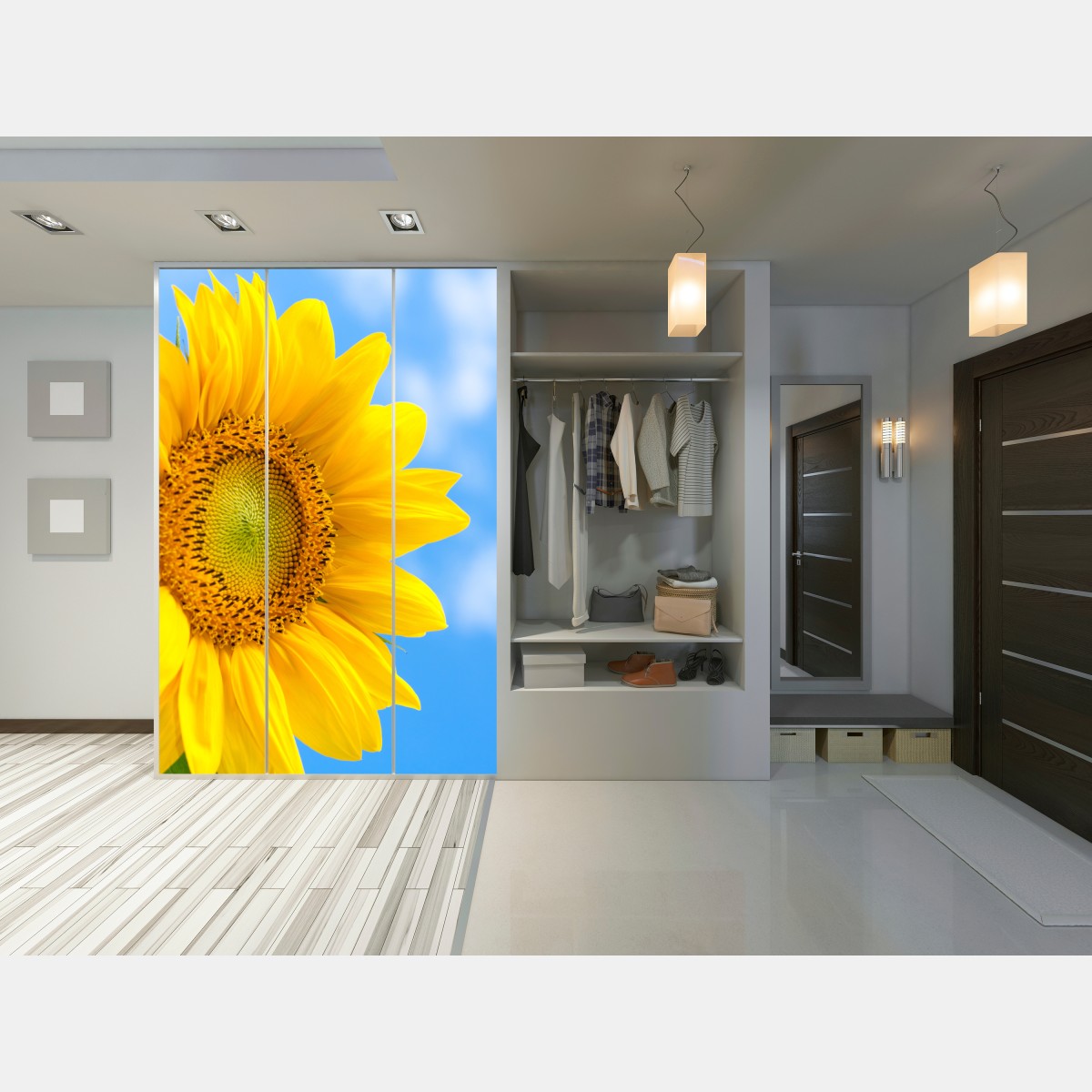 Schrankaufkleber leuchtende sonnenblume vor blauem himmel – Wallnifity® Schrankaufkleber leuchtende sonnenblume vor blauem himmel – Wallnifity®