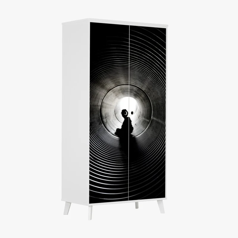 Schrankaufkleber silhouette in einem spiraltunnel – Wallnifity® Schrankaufkleber silhouette in einem spiraltunnel – Wallnifity®
