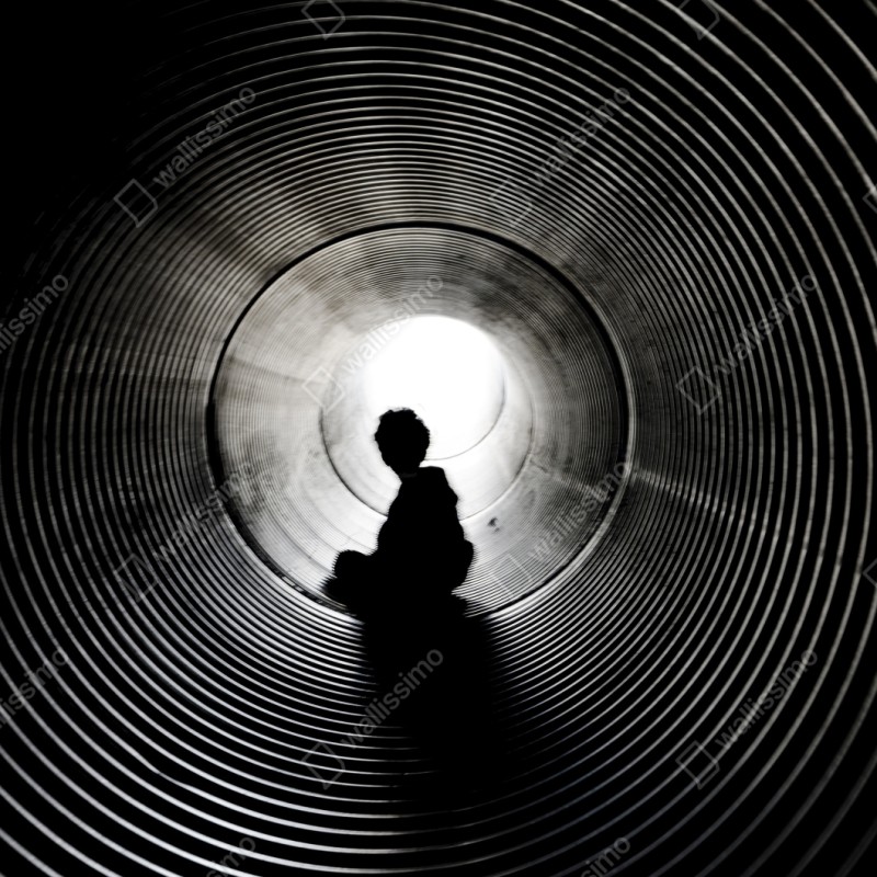 Schrankaufkleber silhouette in einem spiraltunnel – Wallnifity® Schrankaufkleber silhouette in einem spiraltunnel – Wallnifity®