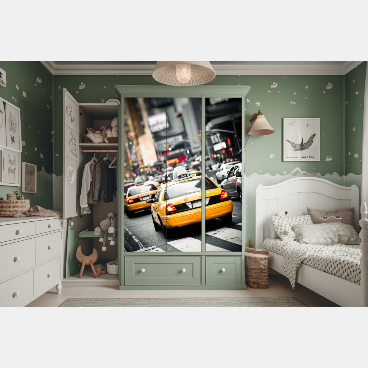 Schrankaufkleber gelbes taxi in den straßen von New York – Wallnifity® Schrankaufkleber gelbes taxi in den straßen von New York – Wallnifity®