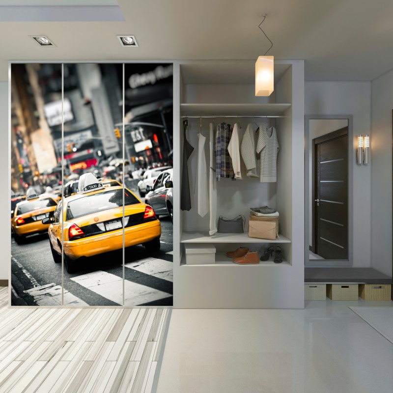 Schrankaufkleber gelbes taxi in den straßen von New York – Wallnifity® Schrankaufkleber gelbes taxi in den straßen von New York – Wallnifity®