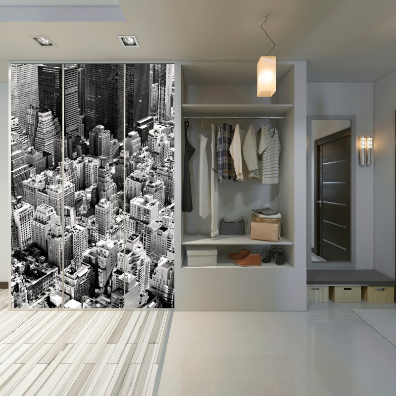 Schrankaufkleber Manhattan luftaufnahme skyline in monochrom – Wallnifity® Schrankaufkleber Manhattan luftaufnahme skyline in monochrom – Wallnifity®
