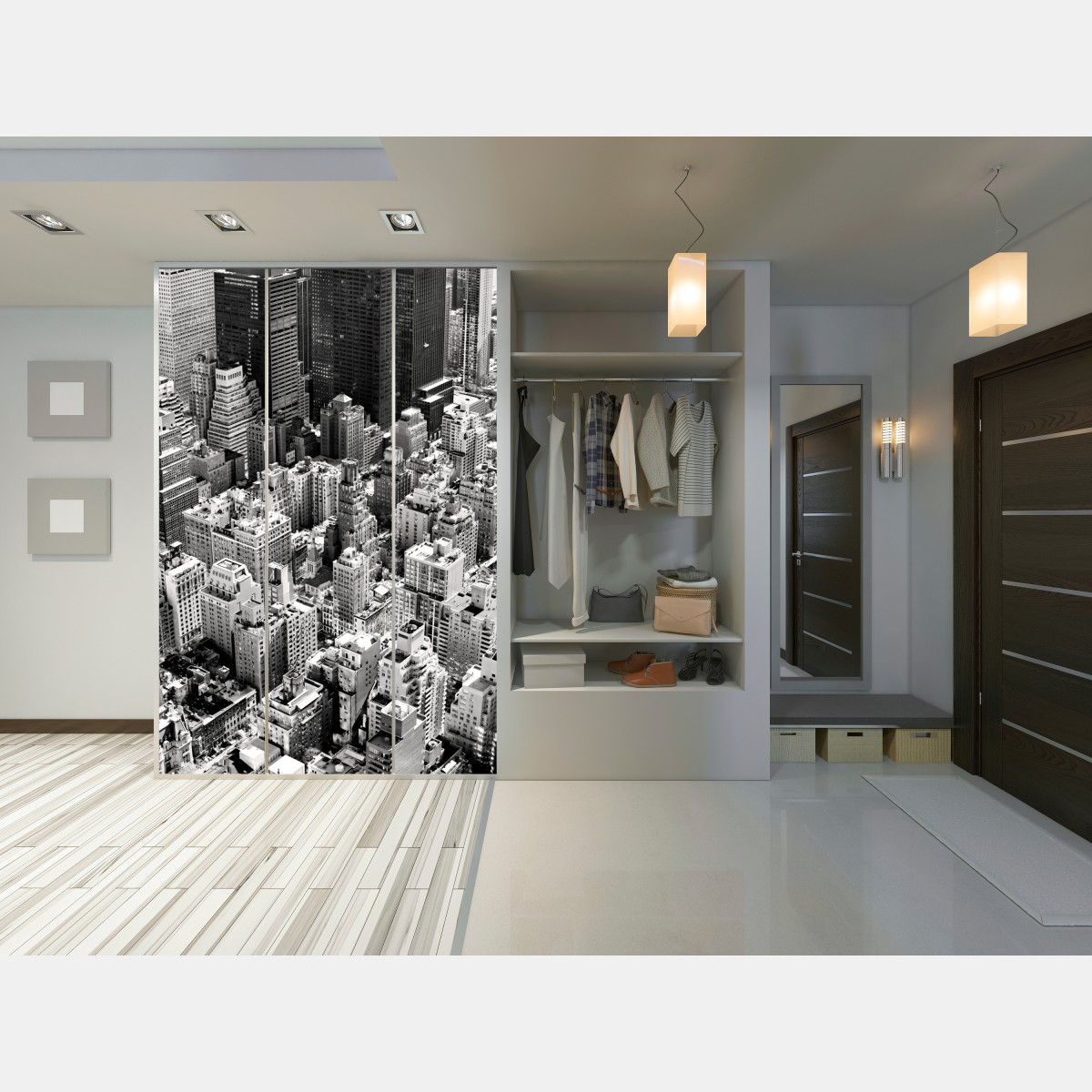 Schrankaufkleber Manhattan luftaufnahme skyline in monochrom – Wallnifity® Schrankaufkleber Manhattan luftaufnahme skyline in monochrom – Wallnifity®