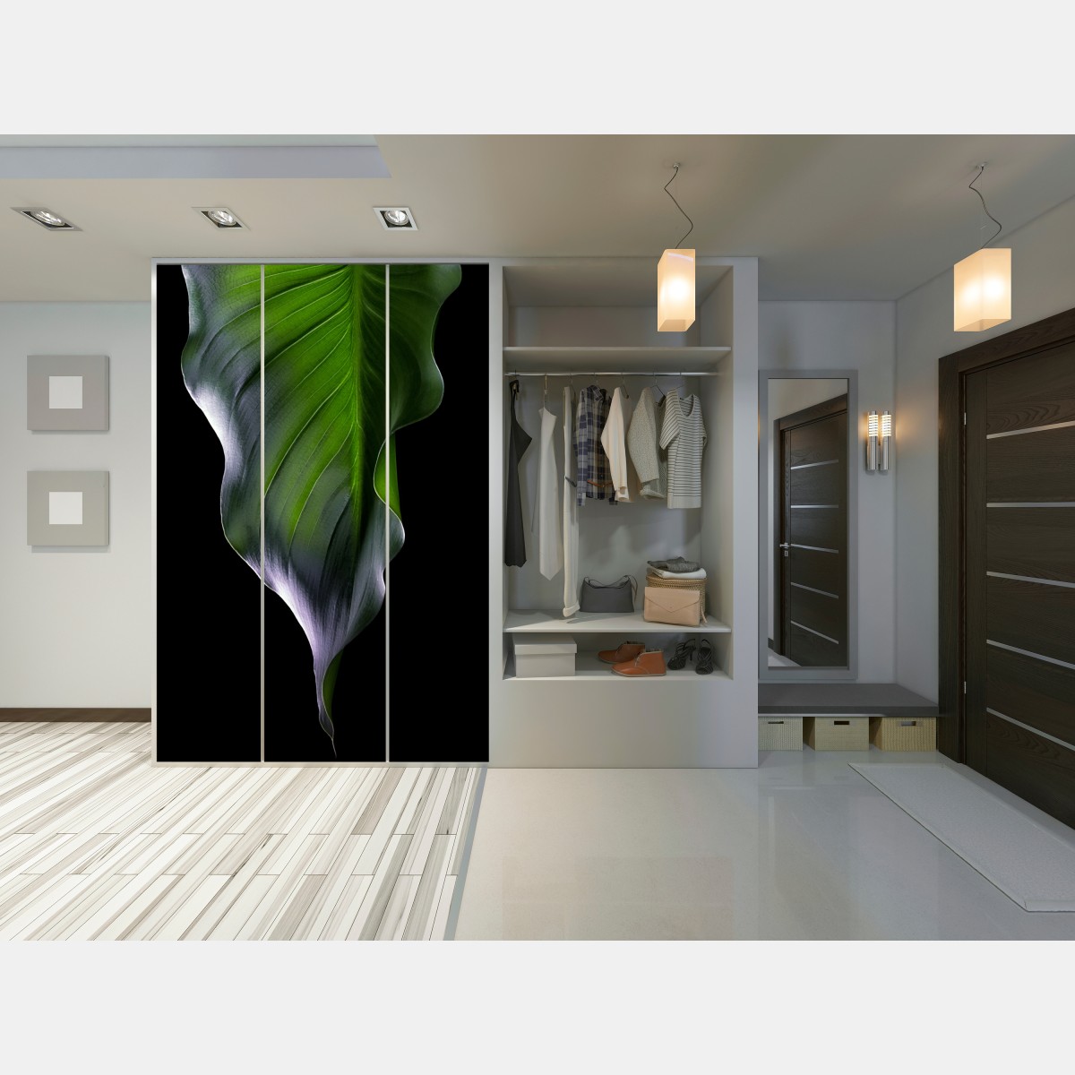 Schrankaufkleber elegantes grünes blatt auf schwarzem hintergrund – Wallnifity® Schrankaufkleber elegantes grünes blatt auf schwarzem hintergrund – Wallnifity®