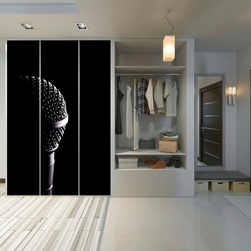 Schrankaufkleber dramatische mikrofon-nahaufnahme – Wallnifity® Schrankaufkleber dramatische mikrofon-nahaufnahme – Wallnifity®