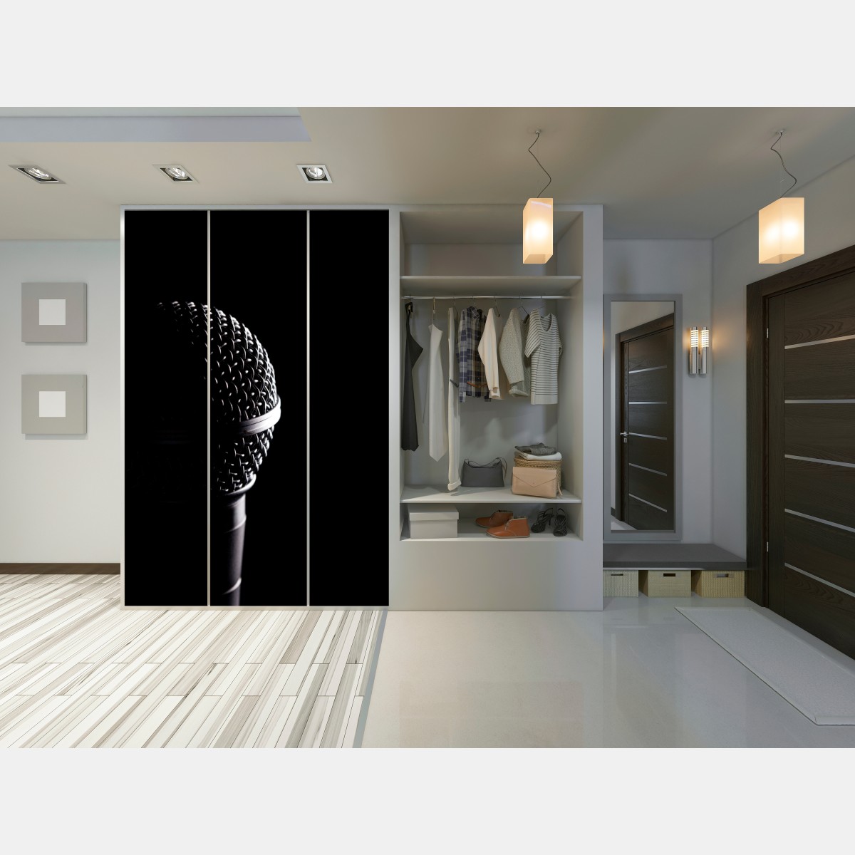 Schrankaufkleber dramatische mikrofon-nahaufnahme – Wallnifity® Schrankaufkleber dramatische mikrofon-nahaufnahme – Wallnifity®