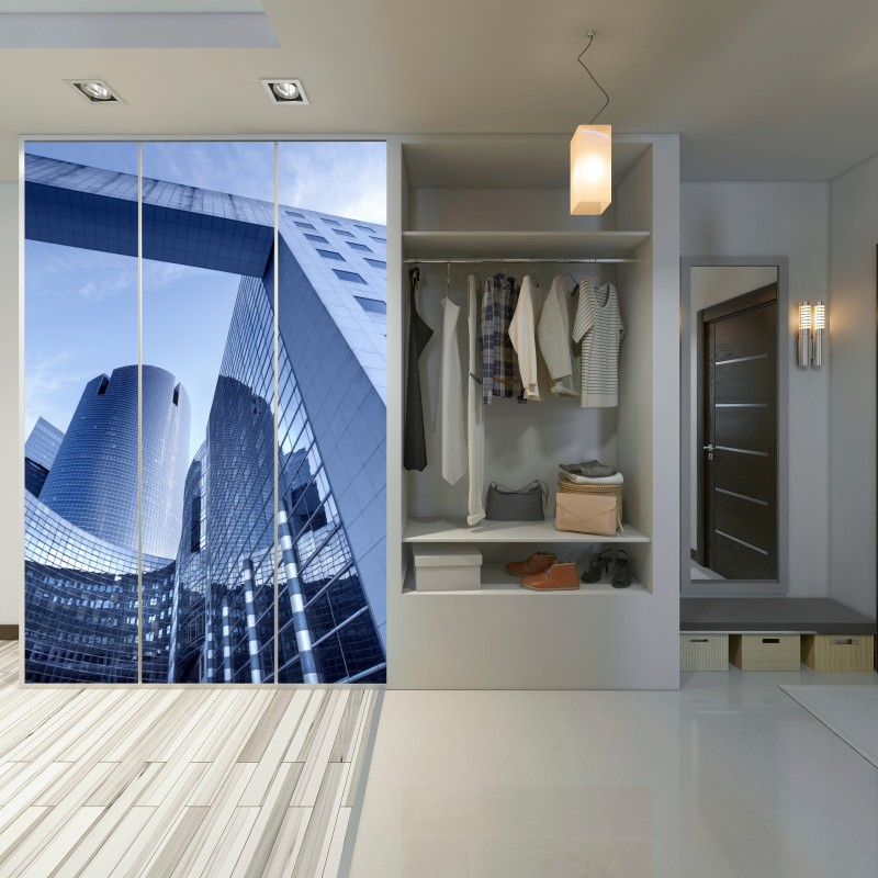 Schrankaufkleber moderne blaue stadtsilhouette – Wallnifity® Schrankaufkleber moderne blaue stadtsilhouette – Wallnifity®