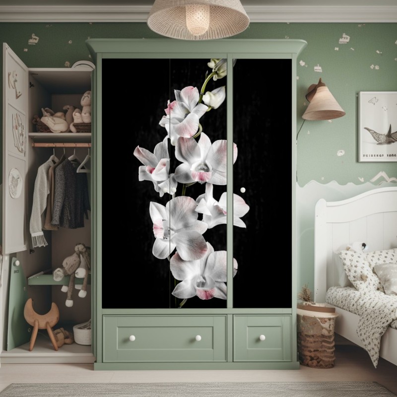 Schrankaufkleber monochrome feder mit wassertropfen – Wallnifity®