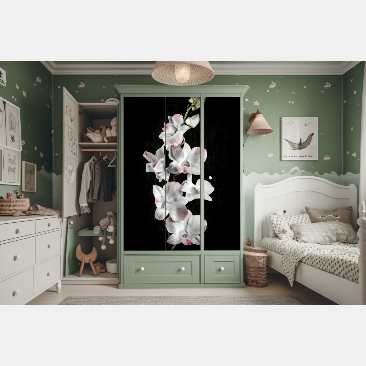 Schrankaufkleber weiße und rosa orchidee vor schwarzem hintergrund – Wallnifity® Schrankaufkleber weiße und rosa orchidee vor schwarzem hintergrund – Wallnifity®