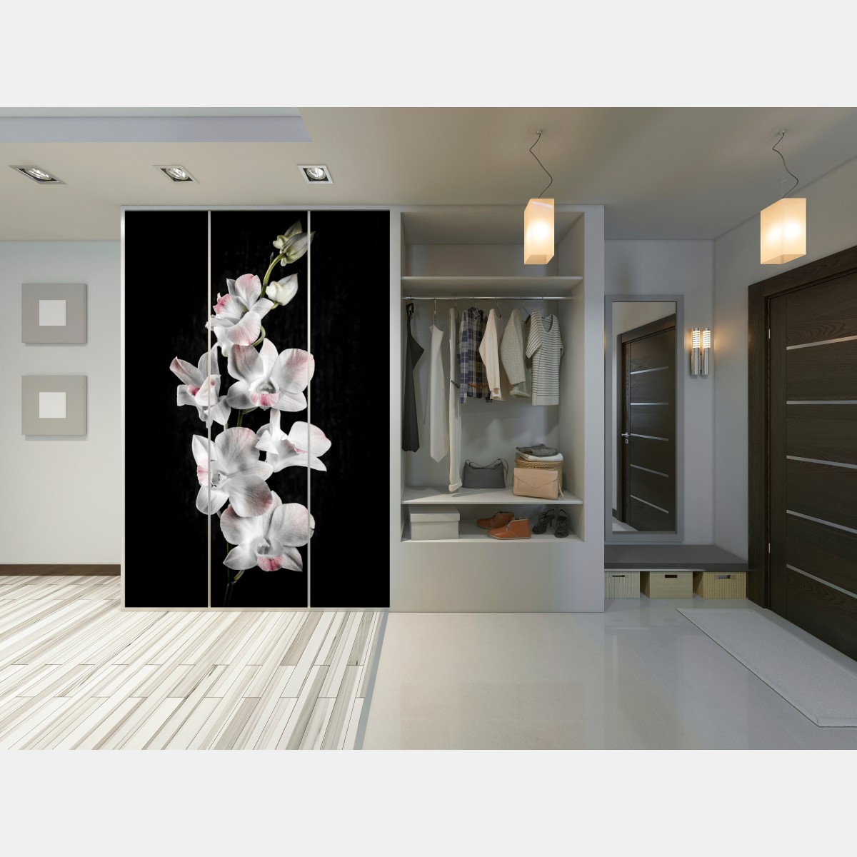 Schrankaufkleber weiße und rosa orchidee vor schwarzem hintergrund – Wallnifity® Schrankaufkleber weiße und rosa orchidee vor schwarzem hintergrund – Wallnifity®