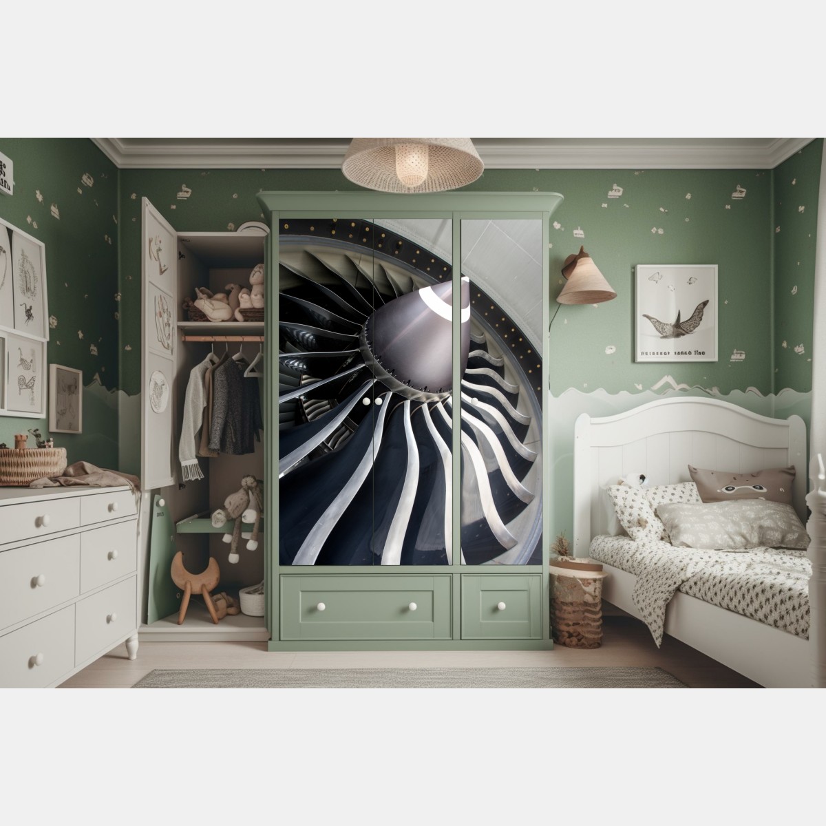 Schrankaufkleber nahaufnahme turbinenblätter des jettriebwerks – Wallnifity® Schrankaufkleber nahaufnahme turbinenblätter des jettriebwerks – Wallnifity®