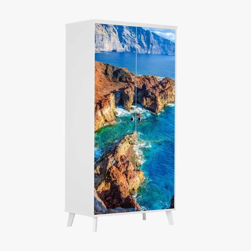 Schrankaufkleber goldener sonnenuntergang am strand von Sopelana – Wallnifity®