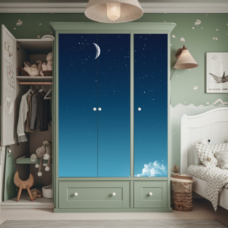 Schrankaufkleber retro tropische palmen bei sonnenuntergang – Wallnifity®