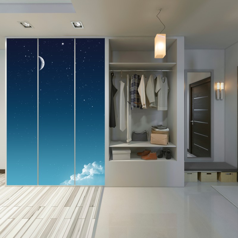 Schrankaufkleber ruhiger halbmond am sternenhimmel – Wallnifity® Schrankaufkleber ruhiger halbmond am sternenhimmel – Wallnifity®