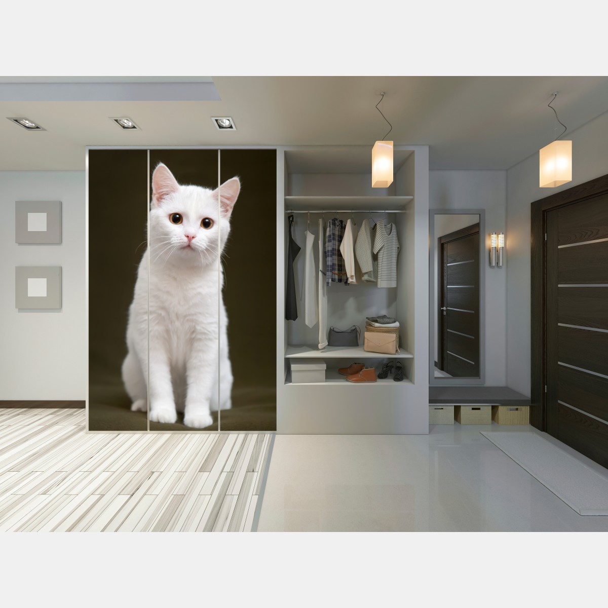 Schrankaufkleber niedliches porträt einer weißen katze – Wallnifity® Schrankaufkleber niedliches porträt einer weißen katze – Wallnifity®