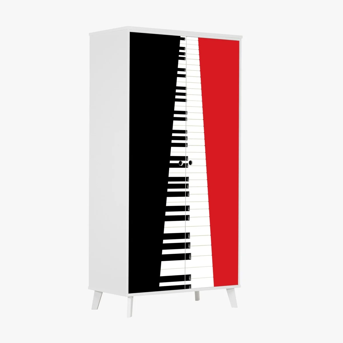 Schrankaufkleber schwarz-rotes klavier-tastatur motiv – Wallnifity® Schrankaufkleber schwarz-rotes klavier-tastatur motiv – Wallnifity®