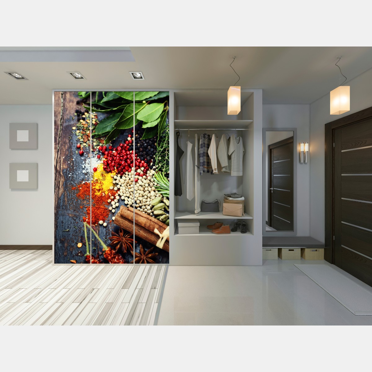 Schrankaufkleber buntes gewürzsortiment auf rustikalem holz – Wallnifity® Schrankaufkleber buntes gewürzsortiment auf rustikalem holz – Wallnifity®