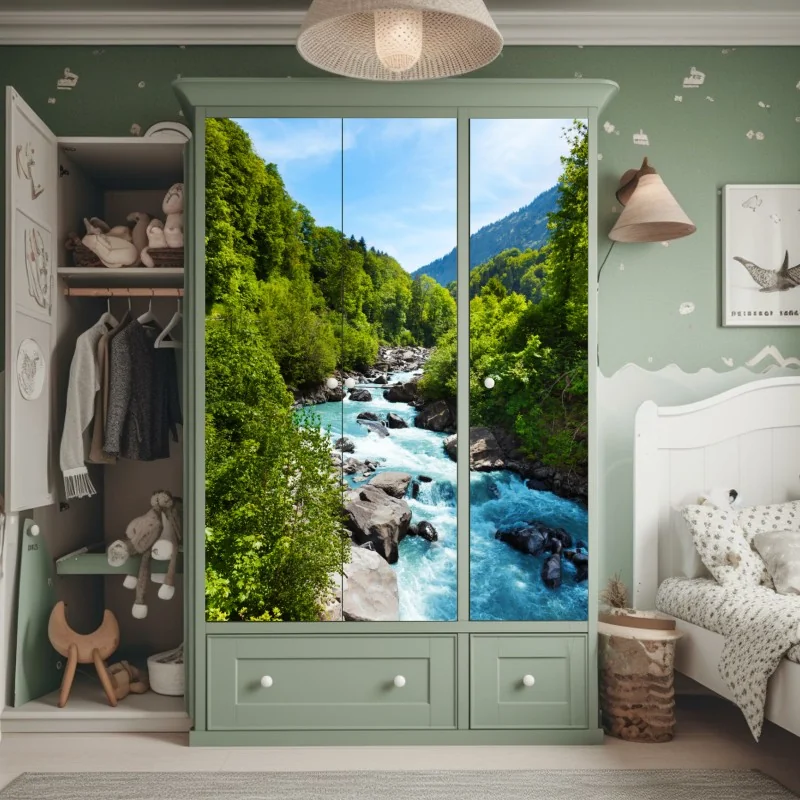 Schrankaufkleber türkis floral muster mit blumen – Wallnifity®