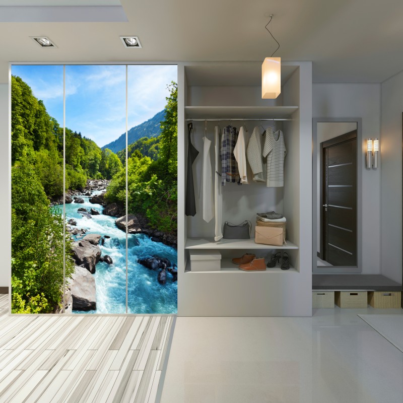 Schrankaufkleber gletscherfluss im grünen tal – Wallnifity® Schrankaufkleber gletscherfluss im grünen tal – Wallnifity®