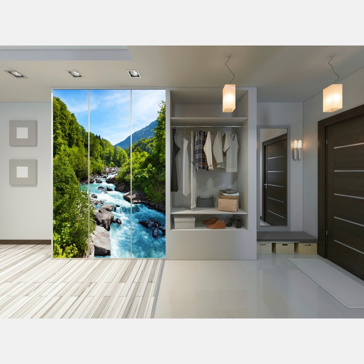 Schrankaufkleber gletscherfluss im grünen tal – Wallnifity® Schrankaufkleber gletscherfluss im grünen tal – Wallnifity®