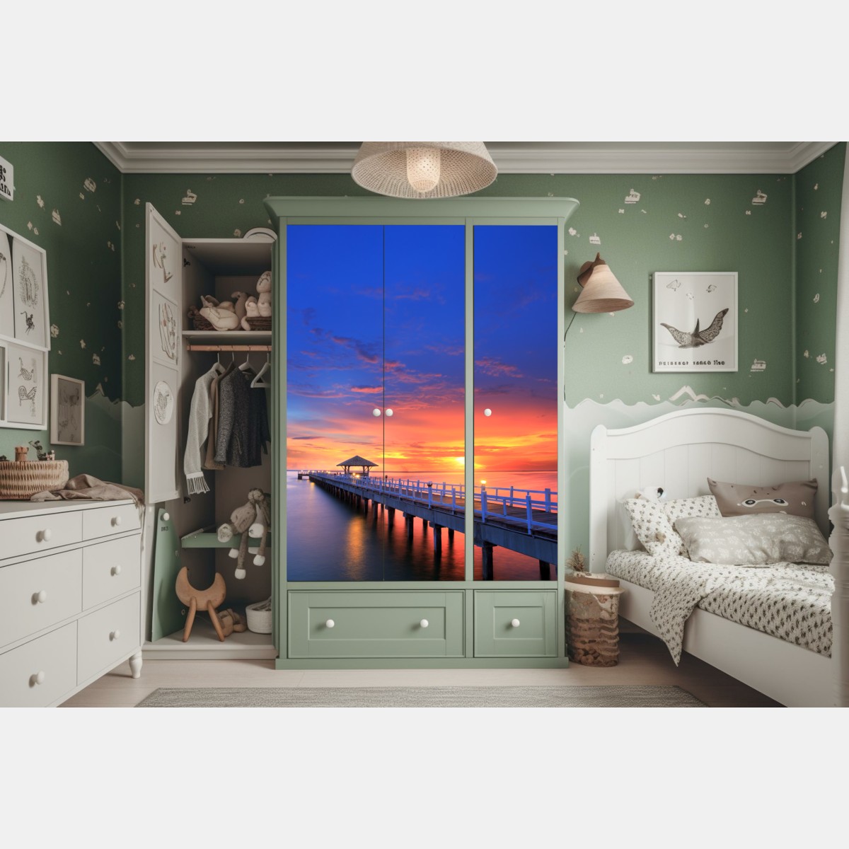 Schrankaufkleber mole bei sonnenuntergang am strand – Wallnifity® Schrankaufkleber mole bei sonnenuntergang am strand – Wallnifity®