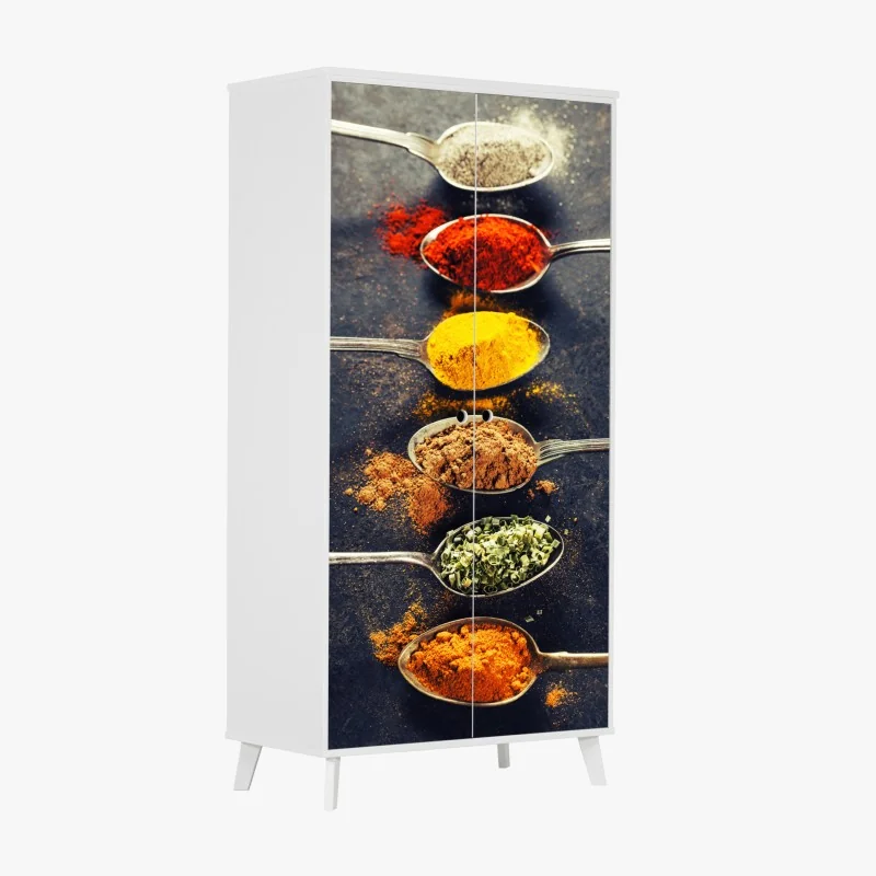 Schrankaufkleber bunte gewürzlöffel anordnung