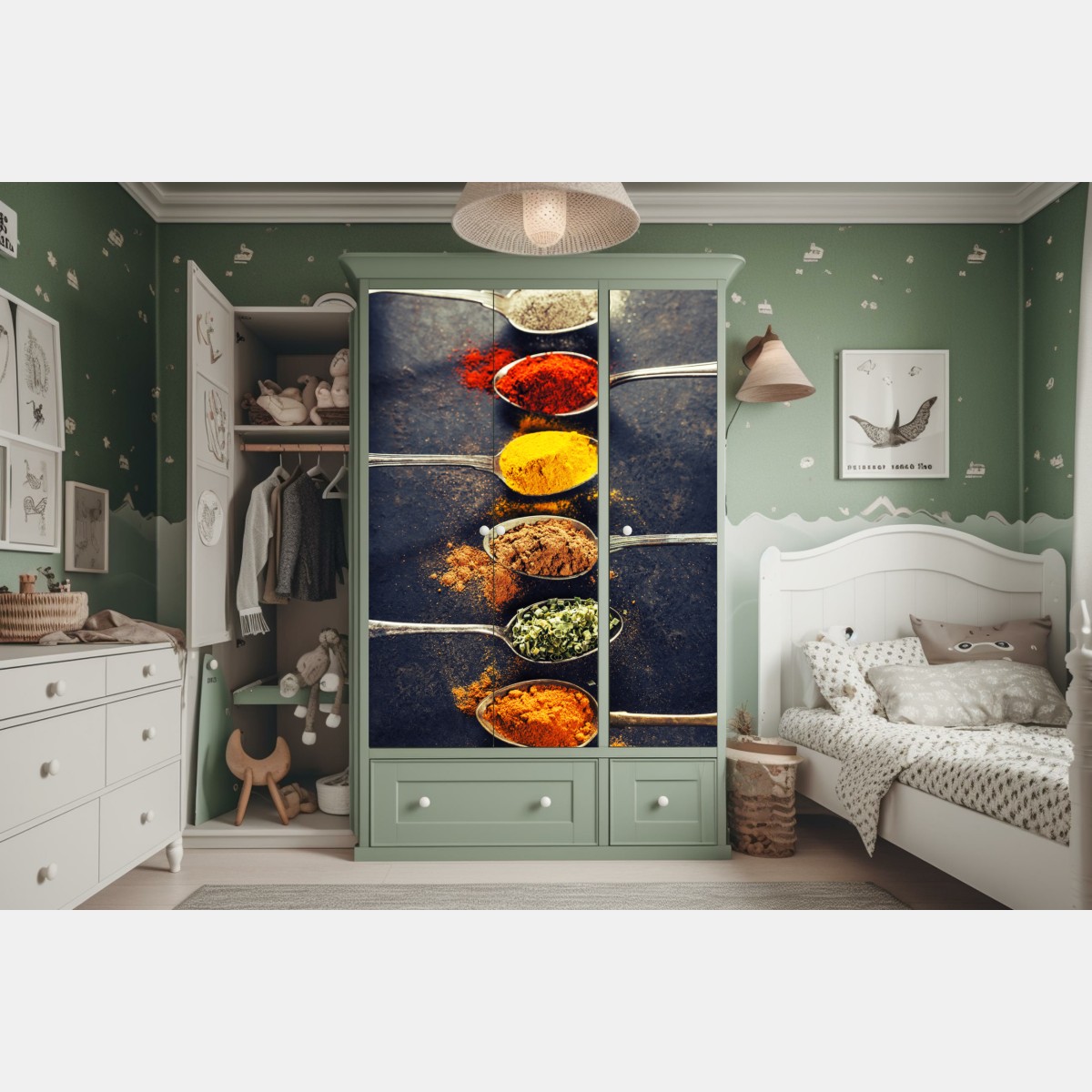 Schrankaufkleber bunte gewürzlöffel anordnung – Wallnifity® Schrankaufkleber bunte gewürzlöffel anordnung – Wallnifity®